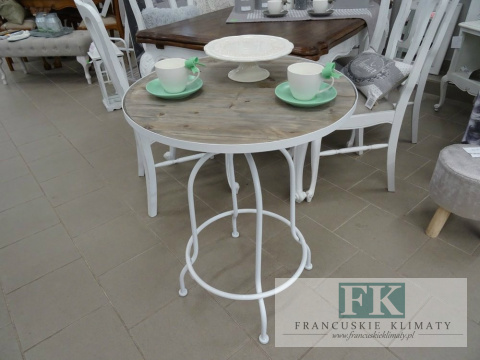 STOLIK METALOWY Z DREWNIANYM BLATEM 77 cm