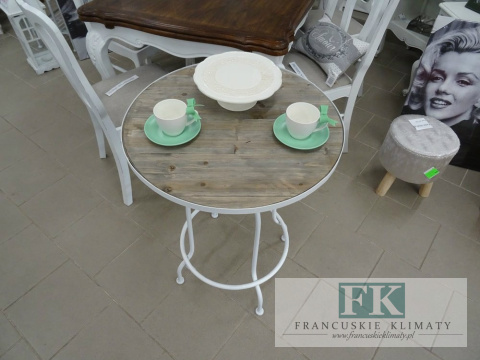 STOLIK METALOWY Z DREWNIANYM BLATEM 77 cm