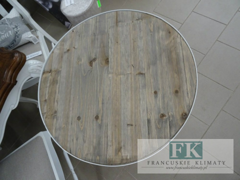 STOLIK METALOWY Z DREWNIANYM BLATEM 77 cm
