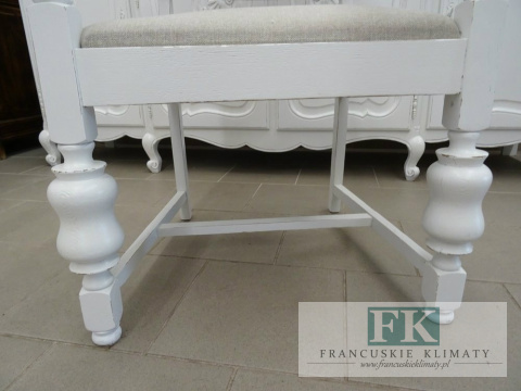 FOTEL dąb biel shabby zgaszony beż tkany