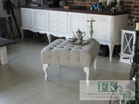 FRANCJA STOLIK KAWOWY / PUF , 75 X 75 cm , głęboko pikowany shabby prowansja FRANCJA STOLIK KAWOWY / PUF , 75 X 75 cm , głęboko pikowany shabby prowansja
