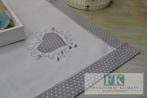 BIEŻNIK SERWETKA BIAŁE SERCE 85X85 PROWANSJA SHABBY CHIC VINTAGE LOFT