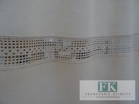 ZASŁONA FIRANA SZYDEŁKOWA SZELKI 180x90 KREMOWA WYRÓB RĘCZNY FRĘDZLE BAWEŁNA