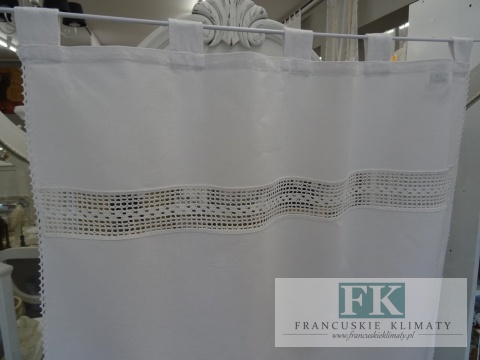 KŁ. ZASŁONA FIRANA SZYDEŁKOWA SZELKI 150x90 BIAŁA WYRÓB RĘCZNY FRĘDZLE BAWEŁNA