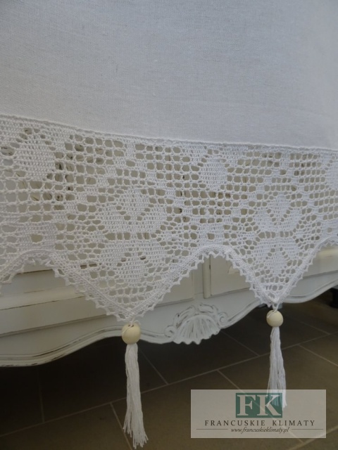 KŁ. ZASŁONA FIRANA SZYDEŁKOWA SZELKI 150x90 BIAŁA WYRÓB RĘCZNY FRĘDZLE BAWEŁNA
