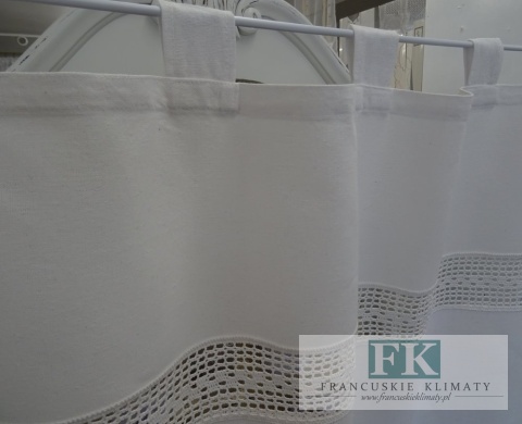 KŁ. ZASŁONA FIRANA SZYDEŁKOWA SZELKI 150x90 BIAŁA WYRÓB RĘCZNY FRĘDZLE BAWEŁNA