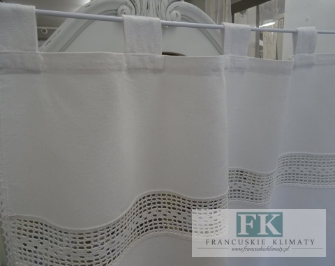 KŁ. ZASŁONA FIRANA SZYDEŁKOWA SZELKI 150x90 BIAŁA WYRÓB RĘCZNY FRĘDZLE BAWEŁNA