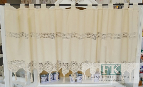 ZAZDROSTKA SZYDEŁKOWA SZELKI 80X250 KREMOWA WYRÓB RĘCZNY FRĘDZLE BAWEŁNA