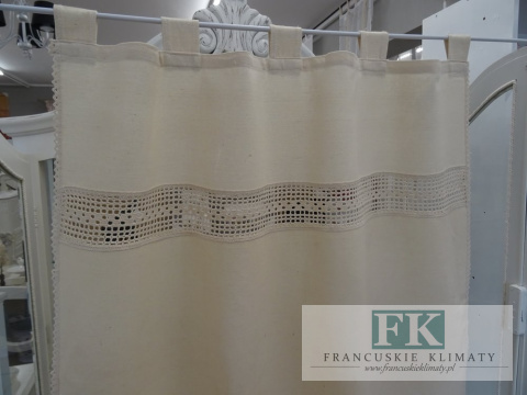 KŁ. ZASŁONA FIRANA SZYDEŁKOWA SZELKI 150x90 KREMOWA WYRÓB RĘCZNY FRĘDZLE BAWEŁNA