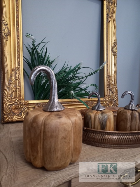 DEKORACJA FIGURA DYNIA 19 CM DRWNO MANGO + METAL SREBRO