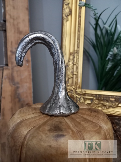 DEKORACJA FIGURA DYNIA 19 CM DRWNO MANGO + METAL SREBRO