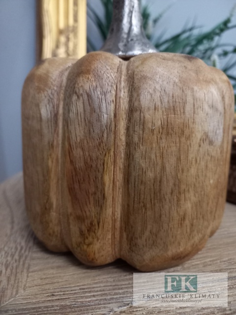 DEKORACJA FIGURA DYNIA 19 CM DRWNO MANGO + METAL SREBRO