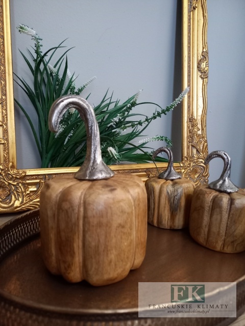 DEKORACJA FIGURA DYNIA 19 CM DRWNO MANGO + METAL SREBRO