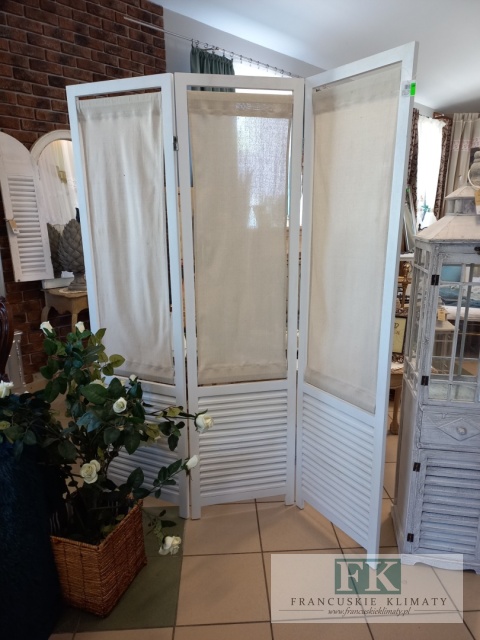 PARAWAN LNIANE WSTAWKI DREWNIANY WYS 170 CM SHABBY PROWANSJA FRANC