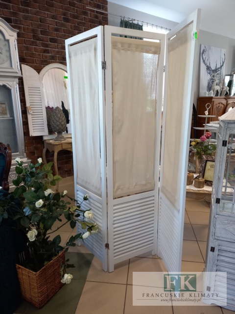 PARAWAN LNIANE WSTAWKI DREWNIANY WYS 170 CM SHABBY PROWANSJA FRANC