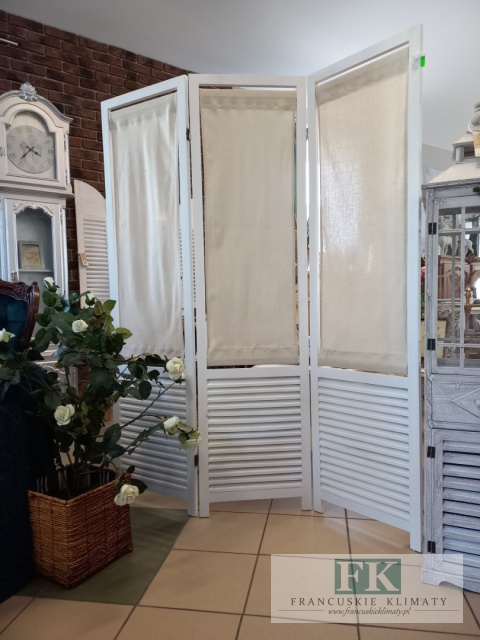 PARAWAN LNIANE WSTAWKI DREWNIANY WYS 170 CM SHABBY PROWANSJA FRANC