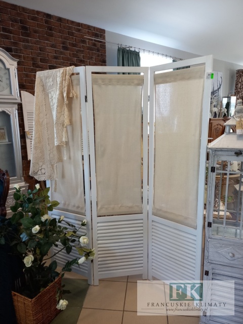 PARAWAN LNIANE WSTAWKI DREWNIANY WYS 170 CM SHABBY PROWANSJA FRANC