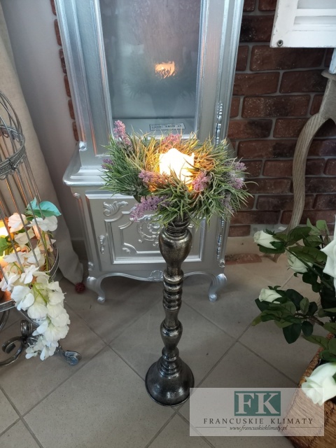 METALOWY ŚWIECZNIK STYLIZOWANY 68 cm