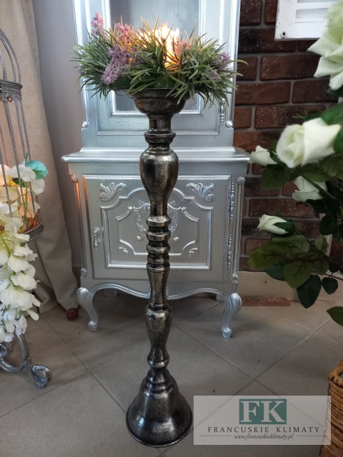 METALOWY ŚWIECZNIK STYLIZOWANY 68 cm