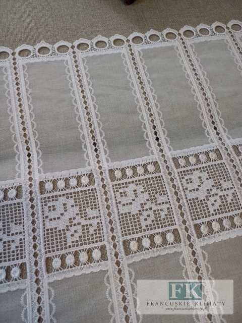 ZAZDROSTKA WITRAŻ 156 x 60 cm BATYST GIPIURA HAFT BIEL