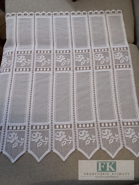 ZAZDROSTKA WITRAŻ 156 x 60 cm BATYST GIPIURA HAFT BIEL