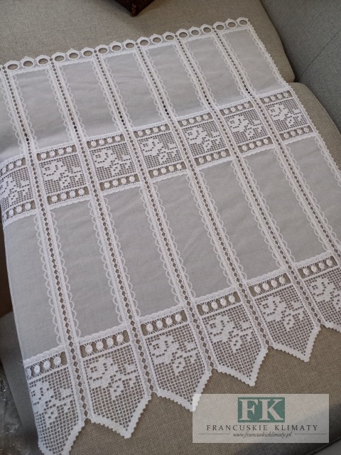 ZAZDROSTKA WITRAŻ 156 x 60 cm BATYST GIPIURA HAFT BIEL