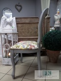 FRANCUSKIE KRZESŁO SZARY medalion KWIATY DĄB