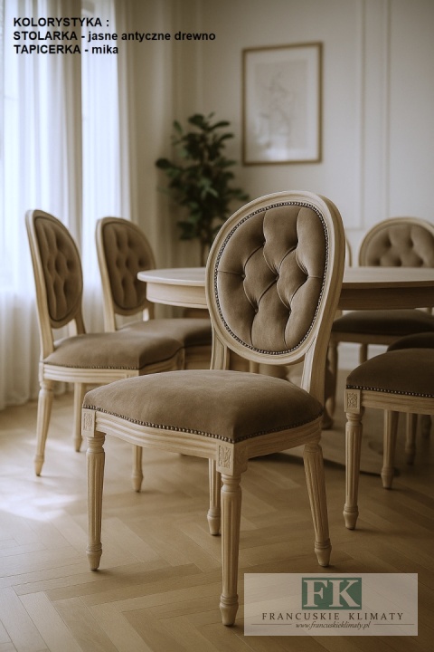 *FRANCUSKIE KRZESŁO MEDALION mix kolorów + antyczne drewno DĄB