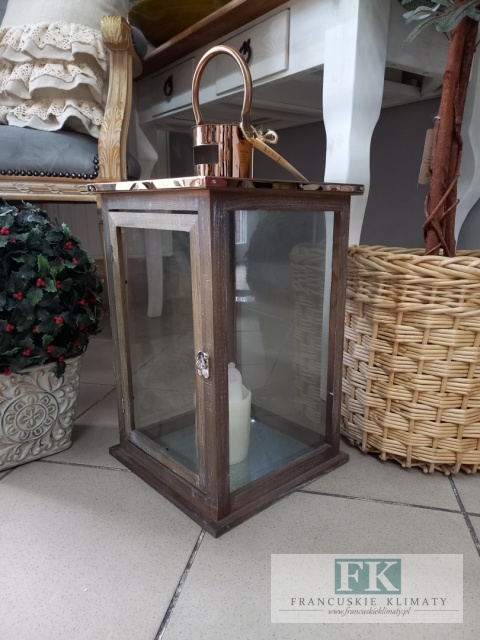 LATARNIA WYS. 46 CM MIEDŻ GLAMOUR HAMPTON
