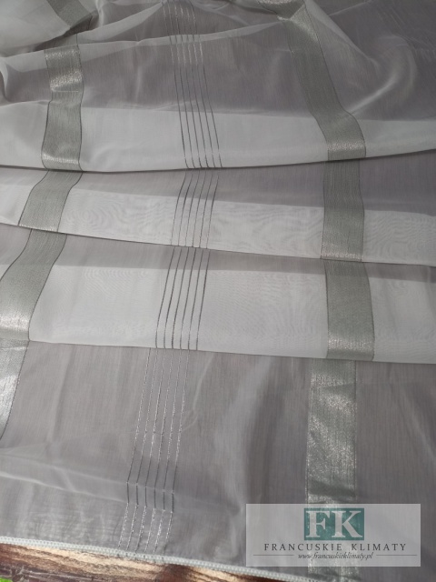 MATERIAŁ tkanina WOAL PASY SREBRO 300 CM