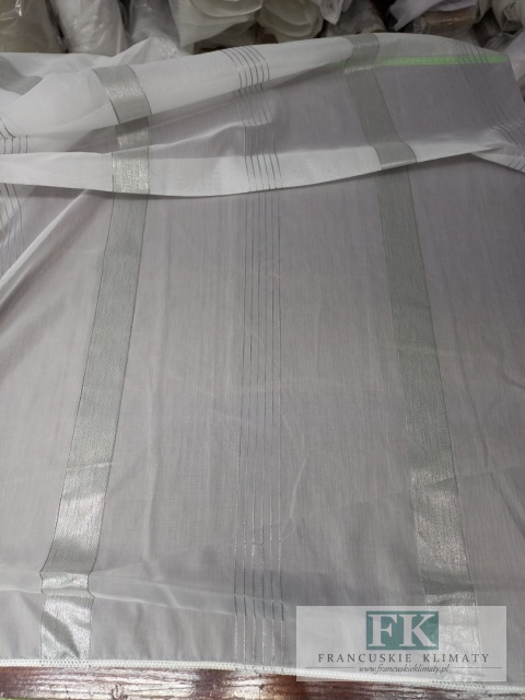 MATERIAŁ tkanina WOAL PASY SREBRO 300 CM