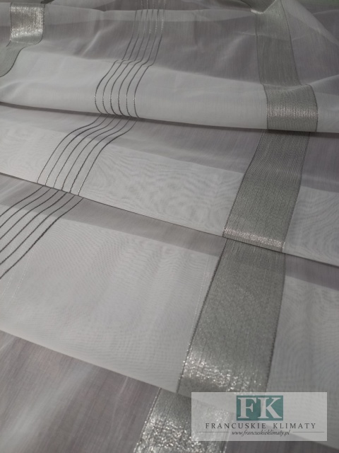 MATERIAŁ tkanina WOAL PASY SREBRO 300 CM