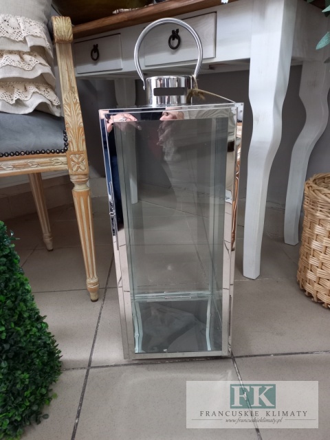PRZEPIĘKNA SREBRNA LATARNIA WYS. 55 CM GLAMOUR HAMPTON