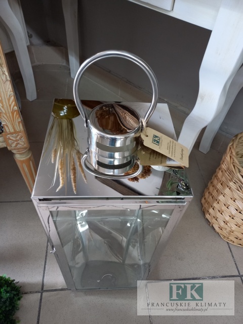 PRZEPIĘKNA SREBRNA LATARNIA WYS. 55 CM GLAMOUR HAMPTON