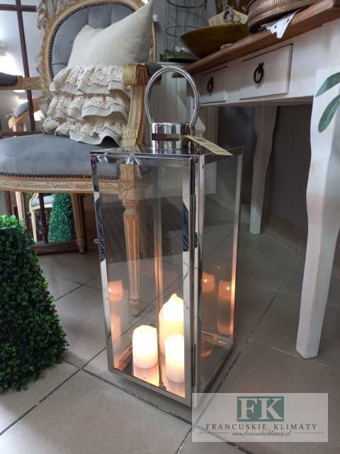 PRZEPIĘKNA SREBRNA LATARNIA WYS. 55 CM GLAMOUR HAMPTON
