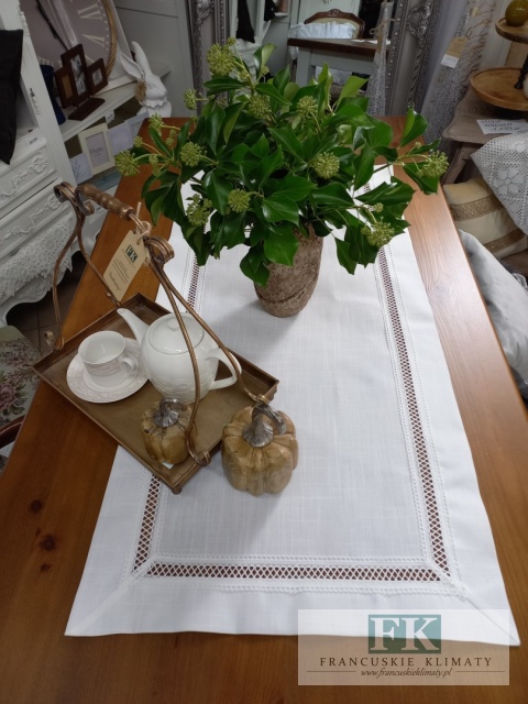 BIEŻNIK DEKORACYJNY 60X120 haft mereżka PROWANSJA SHABBY CHIC VINTAGE LOFT