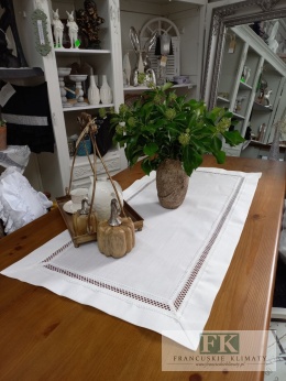 BIEŻNIK DEKORACYJNY 60X120 haft mereżka PROWANSJA SHABBY CHIC VINTAGE LOFT