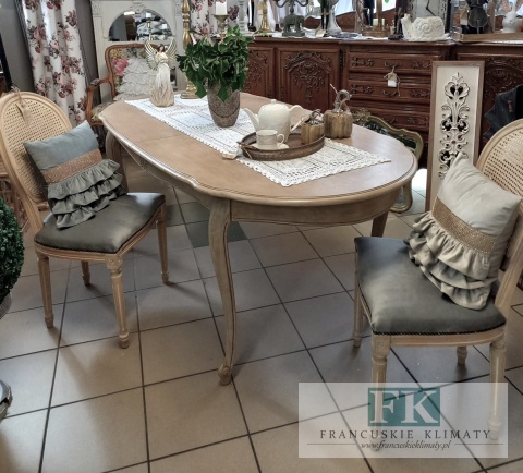 FRANCUSKI STÓŁ rozkł. OWAL antyczne drewno