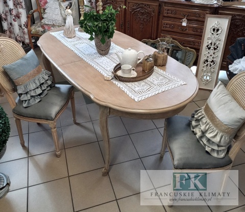 FRANCUSKI STÓŁ rozkł. OWAL antyczne drewno