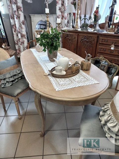 FRANCUSKI STÓŁ rozkł. OWAL antyczne drewno