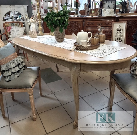FRANCUSKI STÓŁ rozkł. OWAL antyczne drewno