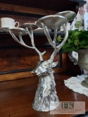 METAL ŚWIECZNIK JELEŃ jelonek WYS 31,5 CM srebro