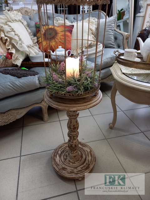 postument 54 cm drewno ŚWIECZNIK / KWIETNIK antyczne drewno