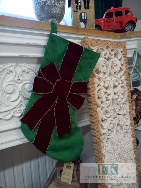 DEKORACYJNA SKARPETA KOKARDA CZERWONA 48 CM