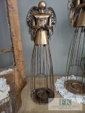 METALOWY ŚWIECZNIK LAMPION ANIOŁ Z SERCEM 53 CM