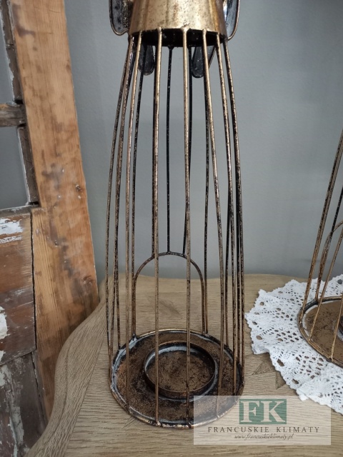 METALOWY ŚWIECZNIK LAMPION ANIOŁ Z SERCEM 53 CM
