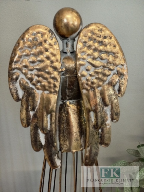 METALOWY ŚWIECZNIK LAMPION ANIOŁ Z SERCEM 53 CM