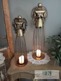 METALOWY ŚWIECZNIK LAMPION ANIOŁ Z SERCEM 53 CM