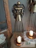 METALOWY ŚWIECZNIK LAMPION ANIOŁ Z SERCEM 53 CM
