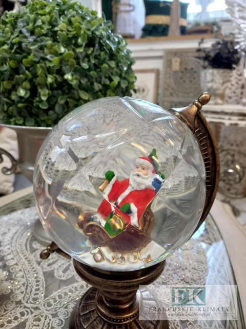 SZKLANA KULA ŚNIEŻNA Z POZYTYWKĄ 25 cm GLOBUS MIKOŁAJ